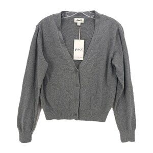 NWT PACT Cardigan Sweater Gray 100% Organic Cotton Size SMALL